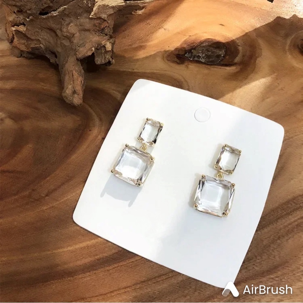 Yellow Gold Plated Clear Crystal Party Earrings!